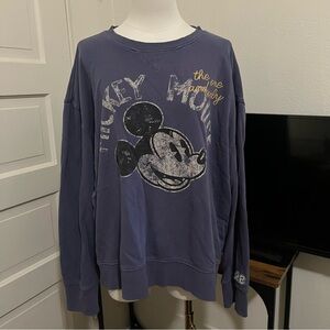 Disney Parks "The One and Only" Mickey Mouse blue graphic crewneck sweatshirt LG